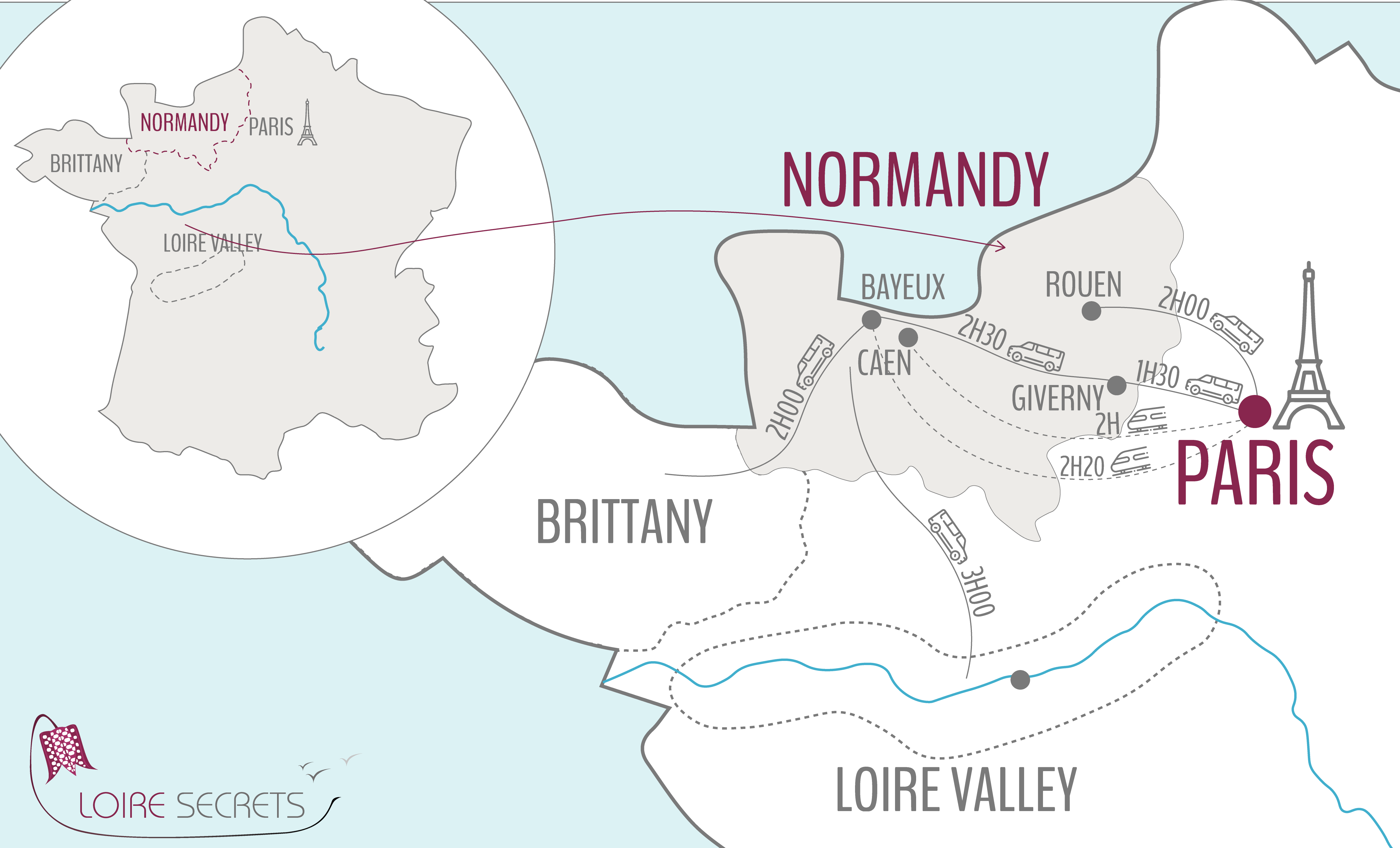 Carte Normandie Distances Plus Zoomée 